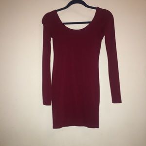 Tight red long sleeve dress